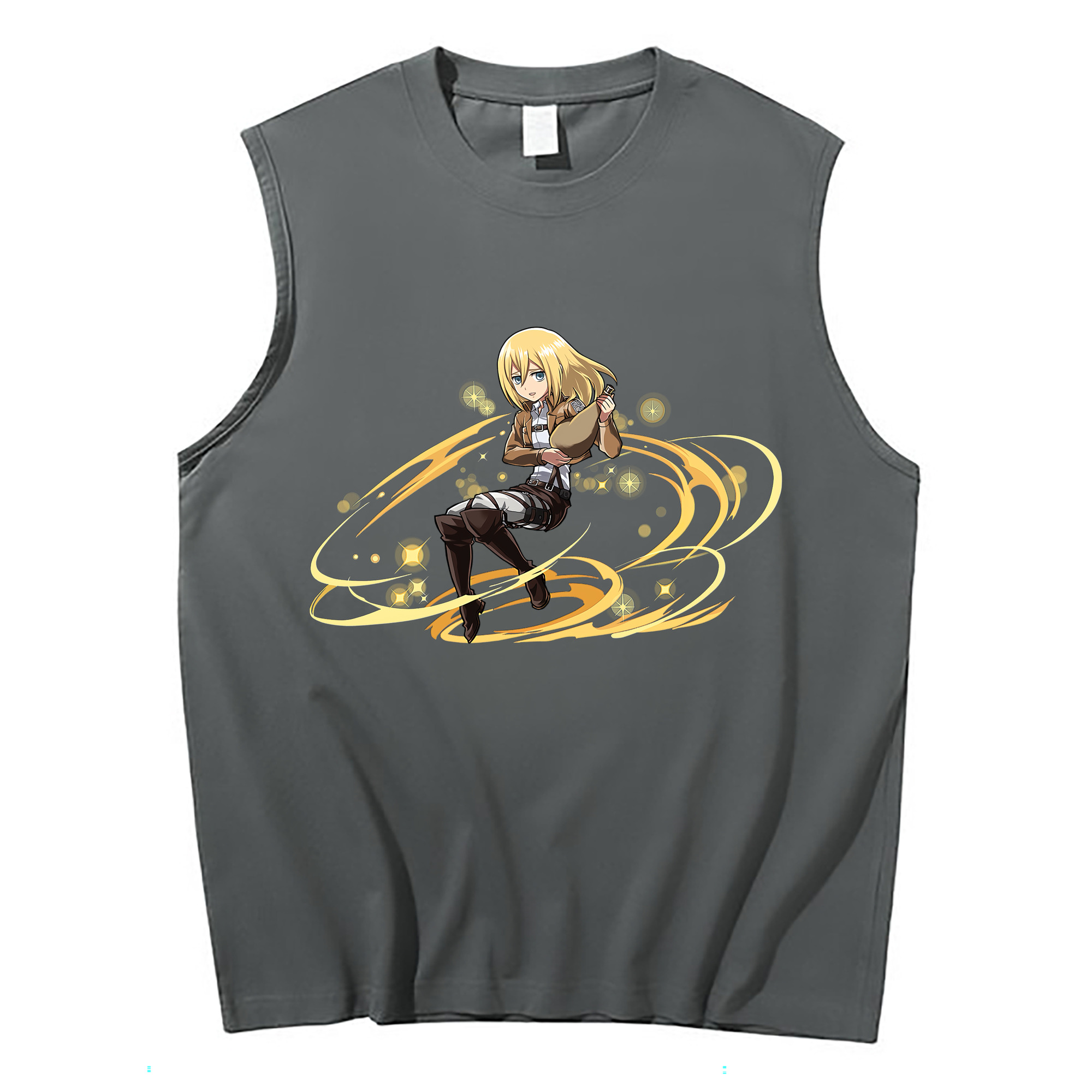 （画像用） 進撃の巨人 クリスタ·レンズ Attack on Titan Christa Lenz コットン100％タンクトップ（フロントプリント）
